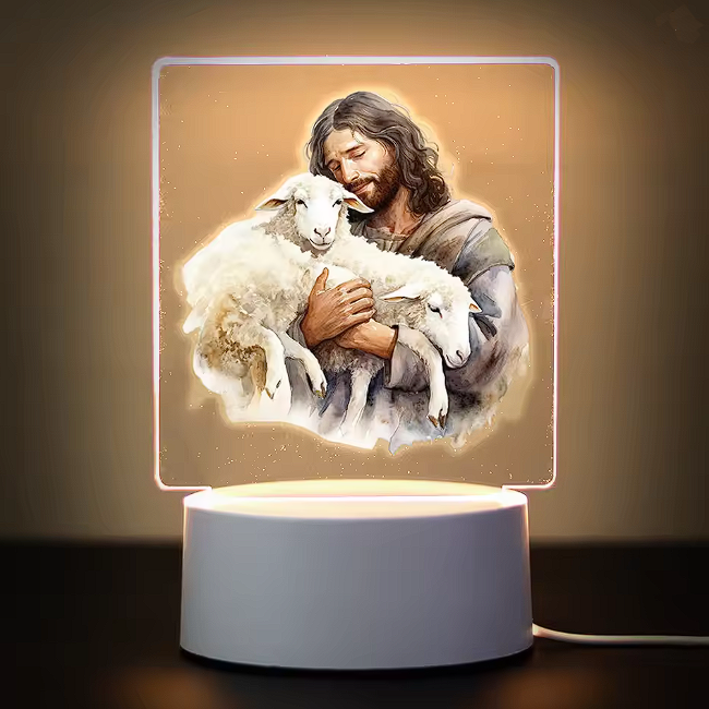 Good Shepherd LED Lamp – Jesus Holding Lambs