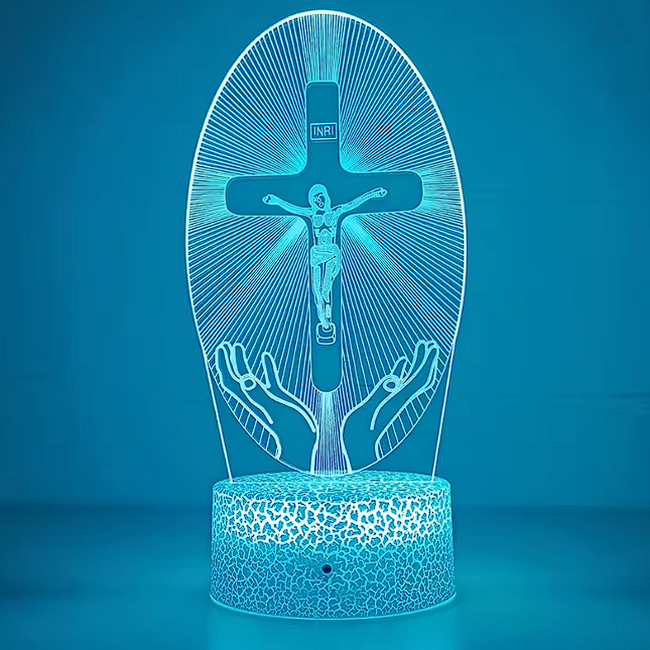 3D LED Cross Lamp – Jesus on the Cross
